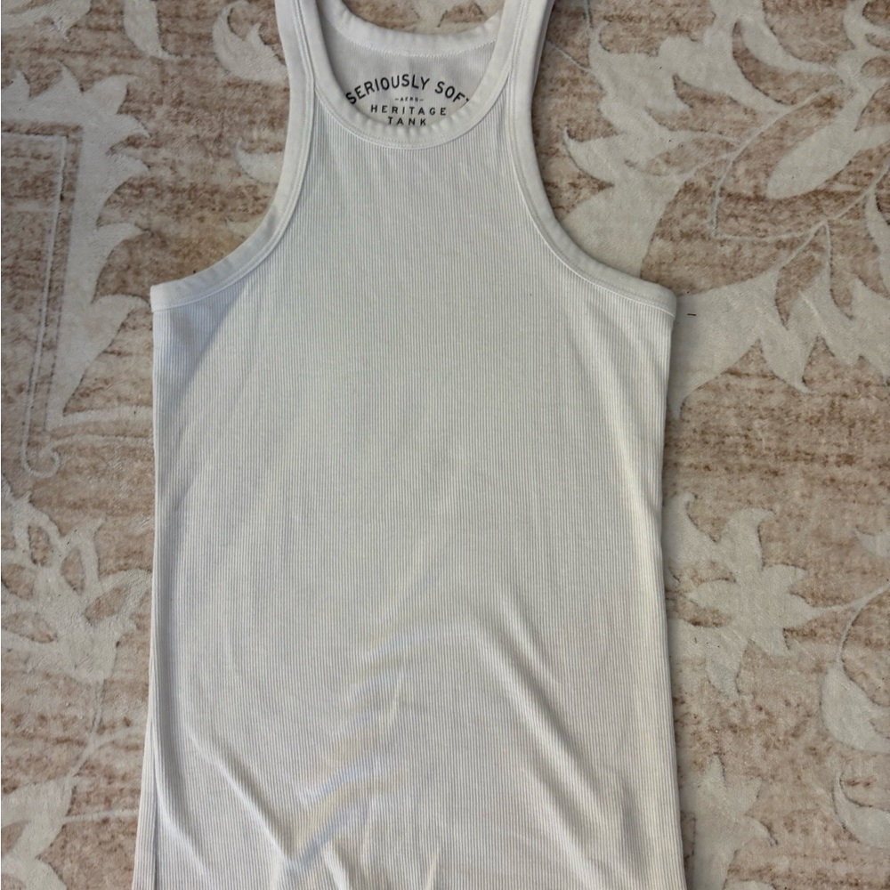 Aeropostale Heritage Basic Ribbed White Tank Top Size S